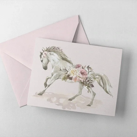 Floral Horse Watercolor Illustration Wall Art Print Poster Unframed - Picture 6 of 16